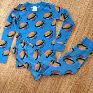 Hanna Andersson Kids Pajama Set Size 5 Blue Stargazer Print Organic